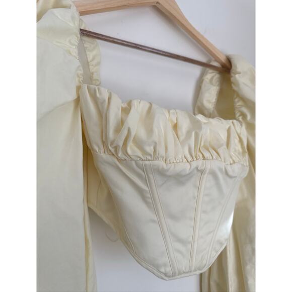 House of CB Miriam Lemon Yellow Balloon Sleeve Corset Top, Size M - Picture 6 of 8